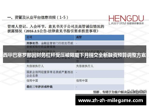西甲巴塞罗那因财务杠杆受压被限期下月提交全新融资预算调整方案