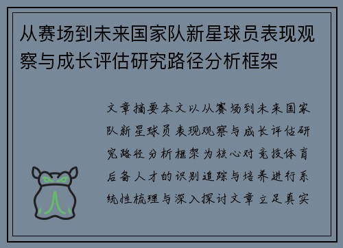 从赛场到未来国家队新星球员表现观察与成长评估研究路径分析框架 从赛场到未来国家队新星球员表现观察与成长评估研究路径分析框架